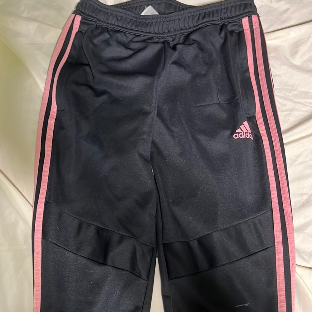 Active wear, adidas pink stripped joggers